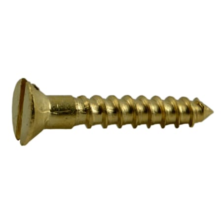 Midwest Fastener Wood Screw, #2, 1/2 in, Plain Brass Flat Head Slotted Drive, 60 PK 62053